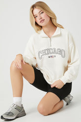 Forever 21 Women's Chicago Half-Zip Pullover Cream/Multi