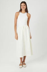 Forever 21 Women's Button-Front A-Line Midi Skirt Ivory