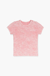 Forever 21 Girls Ribbed Mineral Wash T-Shirt (Kids) Pink/Multi