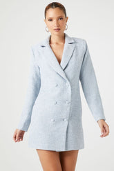 Forever 21 Women's Tweed Blazer Mini Dress Light Blue