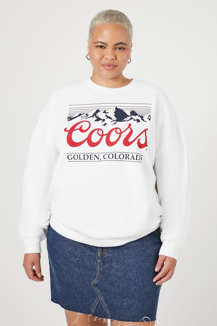 Forever 21 Plus Women's Coors Graphic Pullover White/Multi