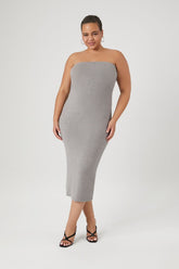 Forever 21 Plus Women's Bodycon Tube Midi Dress Dark Grey