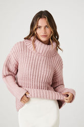 Forever 21 Knit Women's Drop-Sleeve Turtleneck Sweater Blush