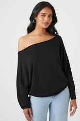 Forever 21 Women's French Terry Off-the-Shoulder Top Black