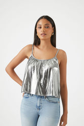 Forever 21 Women's Metallic Relaxed-Fit Cami Silver