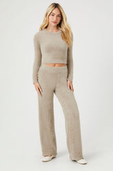 Forever 21 Women's Sweater-Knit Flare Pants Goat