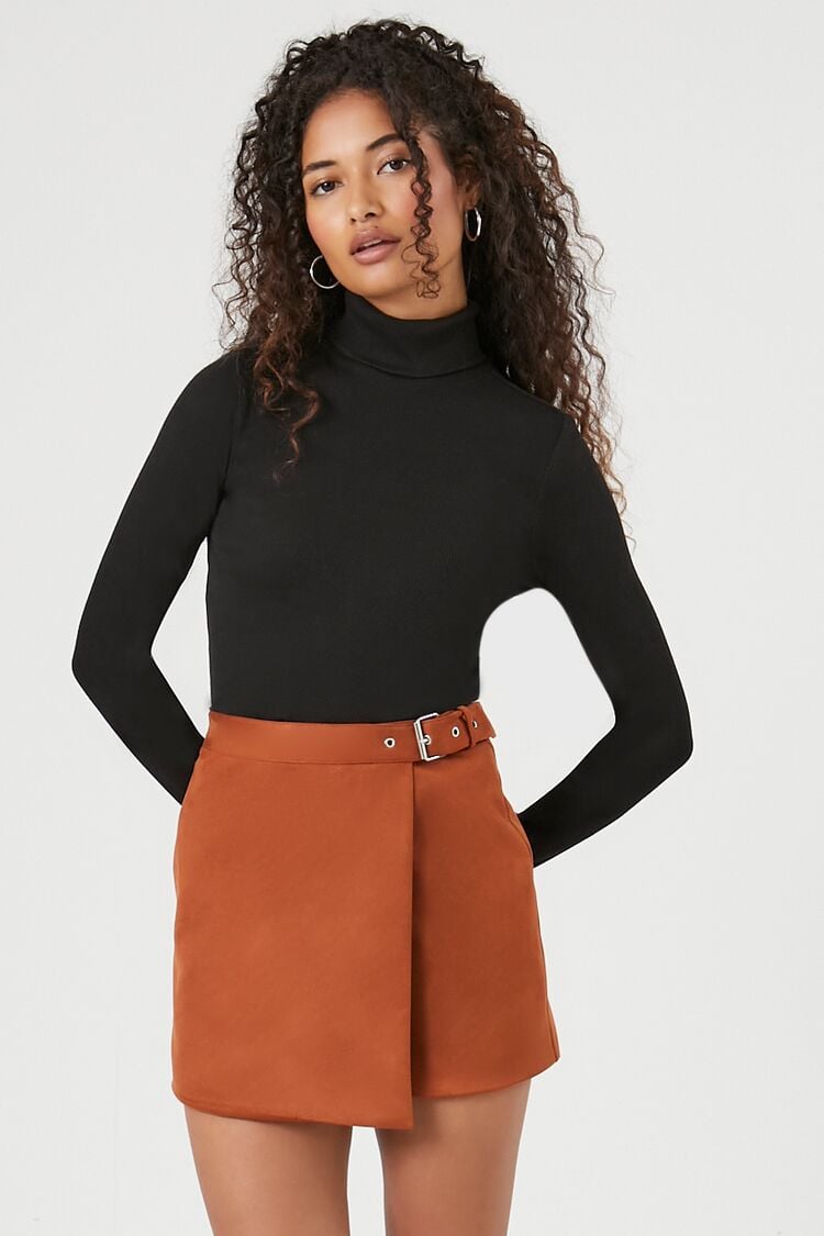 Forever 21 Women's Faux Suede Mini Skirt Chestnut