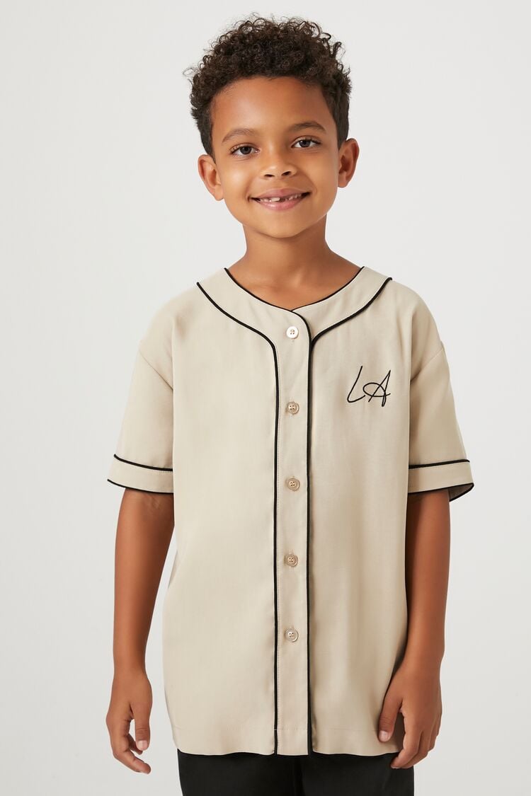 Forever 21 Kids Los Angeles Baseball Jersey (Girls + Boys) Taupe/Multi