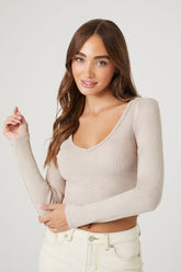 Forever 21 Women's Fitted V-Neck Crop Top Goat