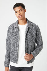 Forever 21 Men's Marled Boucle Trucker Jacket Black/Multi