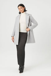 Forever 21 Women's Notched Double-Breasted Coat Silver