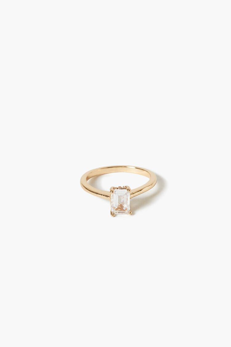 Forever 21 Women's CZ Faux Gem Ring Clear/Gold