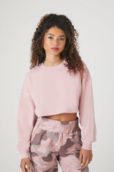 Forever 21 Women's Cropped French Terry Pullover Pale Mauve