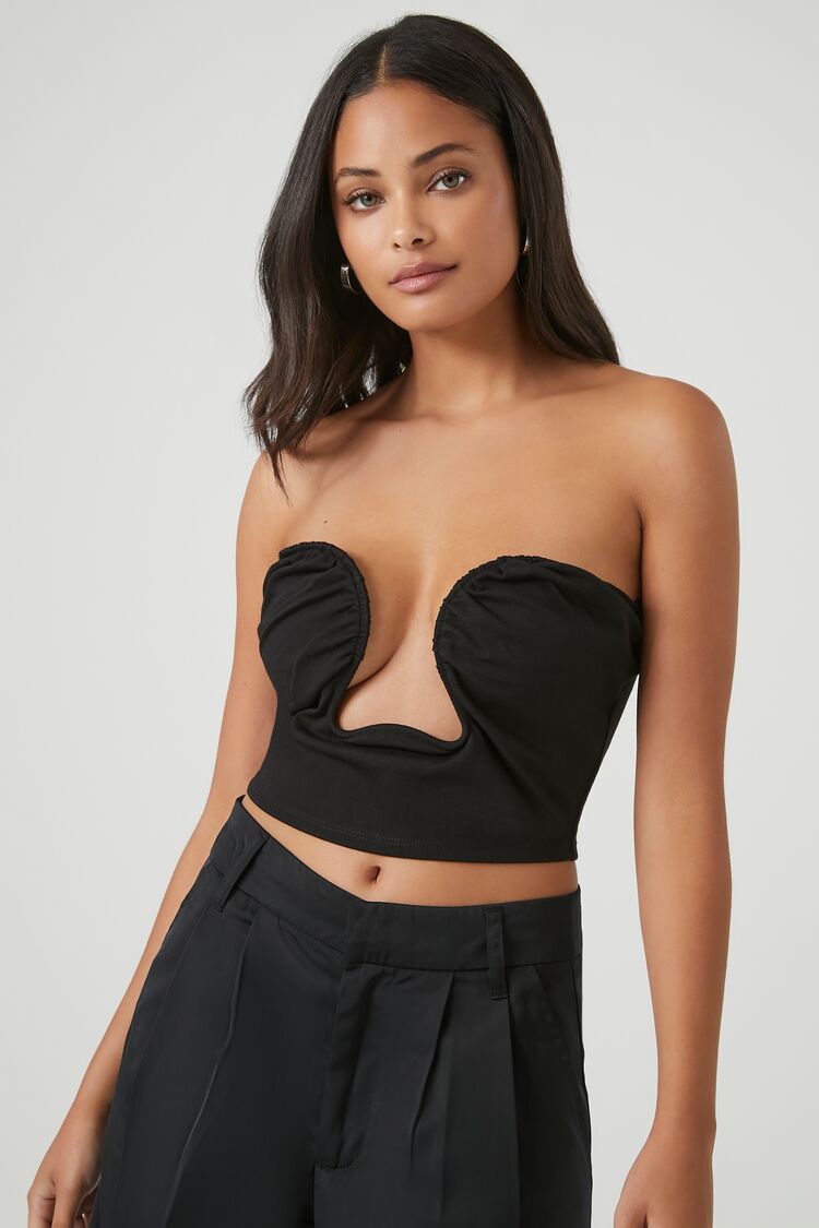 Forever 21 Women's Cutout Cropped Tube Top Black