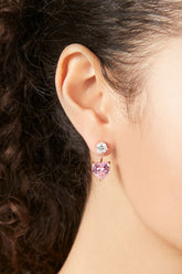 Forever 21 Women's Heart Ear Jacket Earrings Gold/Pink