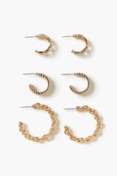 Forever 21 Women's Braided Hoop Earring Set Gold