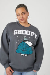 Forever 21 Plus Women's Snoopy Graphic Pullover Charcoal/Multi