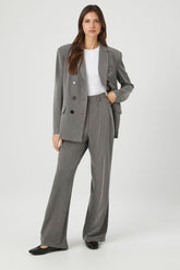 Forever 21 Women's Pinstriped Blazer & Pants Set Grey/White