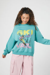 Forever 21 Women's Ski Vail Graphic Pullover Celadon/Multi