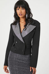 Forever 21 Women's Rhinestone Double-Breasted Blazer Black/Silver