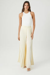 Forever 21 Women's Pleated Wide-Leg Pants White