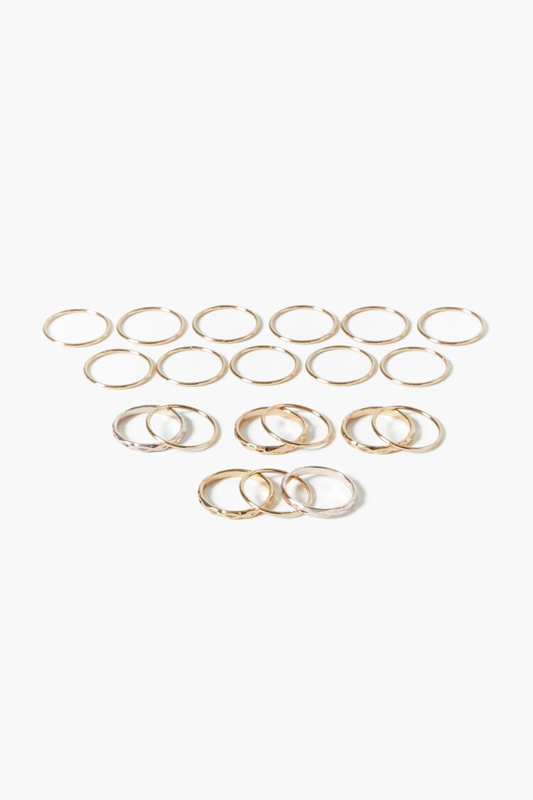 Forever 21 Women's Thin Smooth Ring Set Gold/Rose Gold