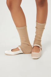 Forever 21 Women's Ribbed Knit Leg Warmers Tan