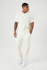 Forever 21 Men's Thermal Drawstring Joggers Cream