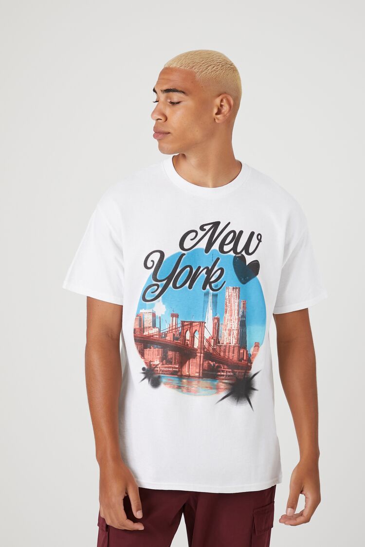 Forever 21 Men's New York Graphic T-Shirt White/Multi