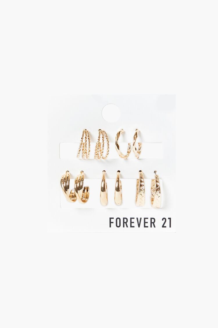 Forever 21 Women's Twisted Multi-Hoop Earring Set Gold