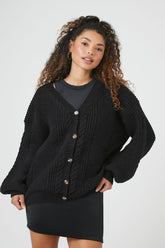 Forever 21 Women's Purl Knit Cardigan Sweater Black