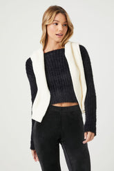 Forever 21 Women's Cropped Fuzzy Knit Sweater Black