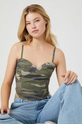 Forever 21 Women's Camo Print Cropped Cami Green/Multi