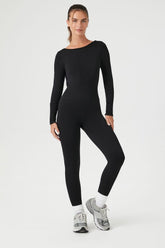 Forever 21 Women's Active Seamless Scoop-Back Jumpsuit Black