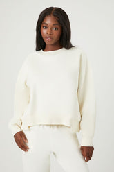 Forever 21 Women's Active Fleece V-Notch Pullover Vanilla