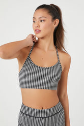 Forever 21 Women's Houndstooth Racerback Sports Bra Black/Vanilla