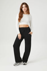 Forever 21 Women's Fleece Cotton Sweatpants Black