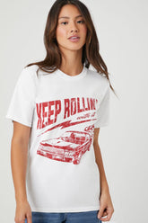 Forever 21 Women's Prince Peter Keep Rollin With It Graphic T-Shirt White/Red