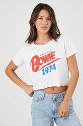 Forever 21 Women's Prince Peter Bowie Graphic Cropped T-Shirt White/Multi