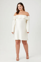 Forever 21 Plus Women's Off-the-Shoulder Dress White