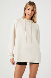 Forever 21 Women's French Terry High-Low Hoodie Sweatshirt Oatmeal