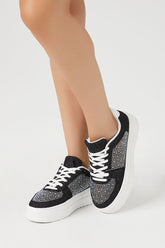 Forever 21 Women's Denim Rhinestone Sneakers Black