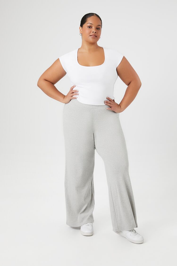 Forever 21 Plus Women's Wide-Leg Pants Heather Grey