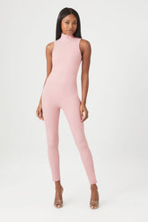 Forever 21 Women's Contour Mock Neck Jumpsuit Pale Mauve