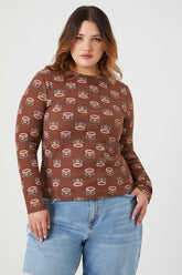 Forever 21 Plus Women's Paul Frank Thermal T-Shirt Brown/Multi