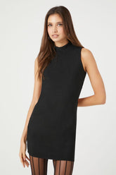 Forever 21 Women's Mock Neck Cutout Mini Dress Black