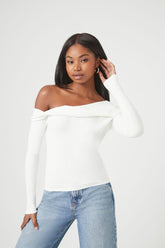 Forever 21 Women's Foldover Off-the-Shoulder Top White