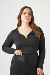 Forever 21 Plus Women's Long-Sleeve Bodysuit Black