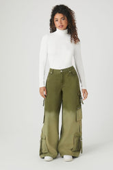 Forever 21 Women's Gradient Wide-Leg Cargo Jeans Cypress