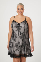 Forever 21 Plus Women's Floral Lace Mini Dress Black